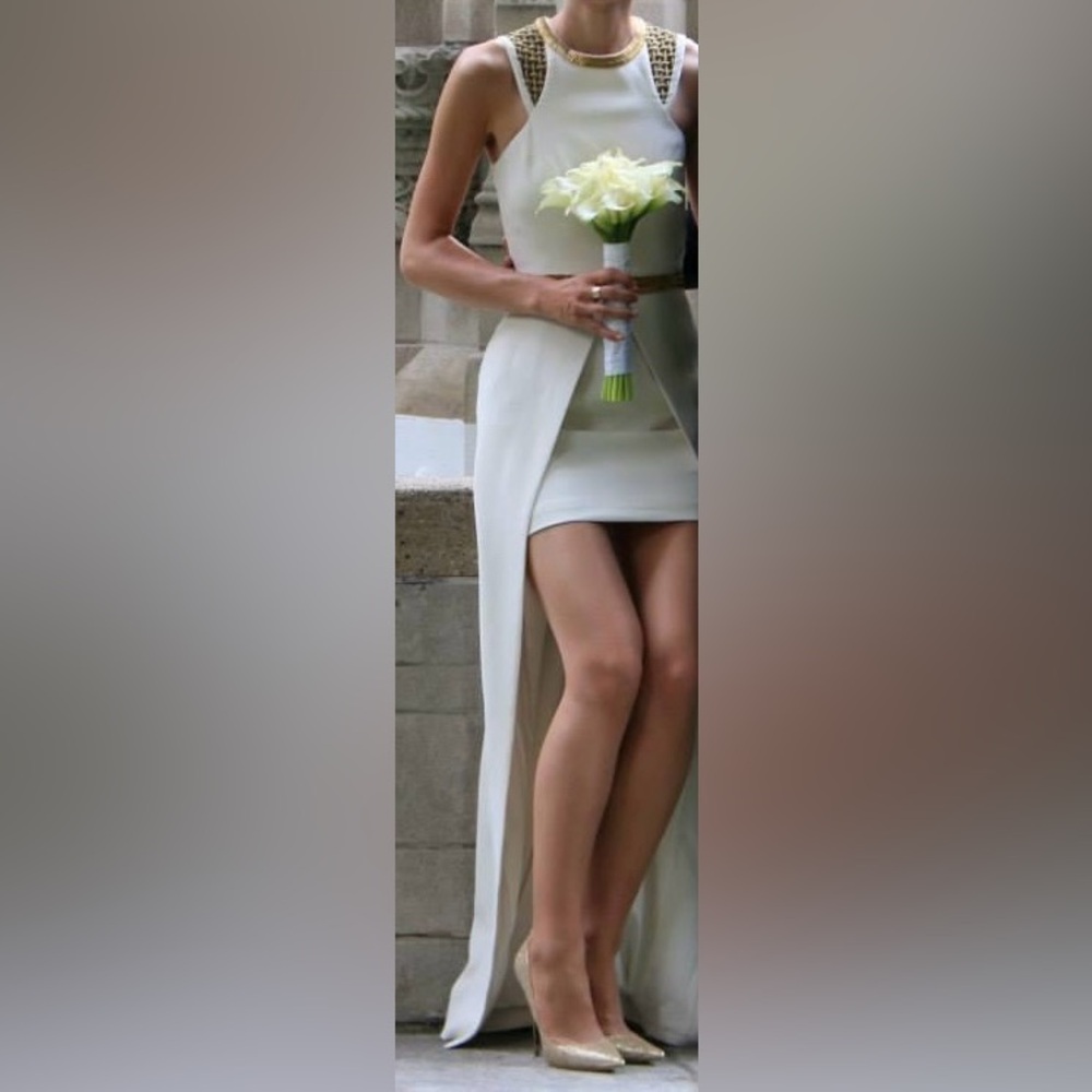 Sass & bide dress. Beautiful white and gold dress
